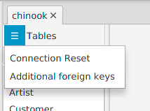 Virtual foreign keys menu
